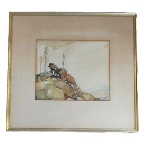 Original Watercolor Painting by Chauncey F Ryder "Edge of The Hill" New York